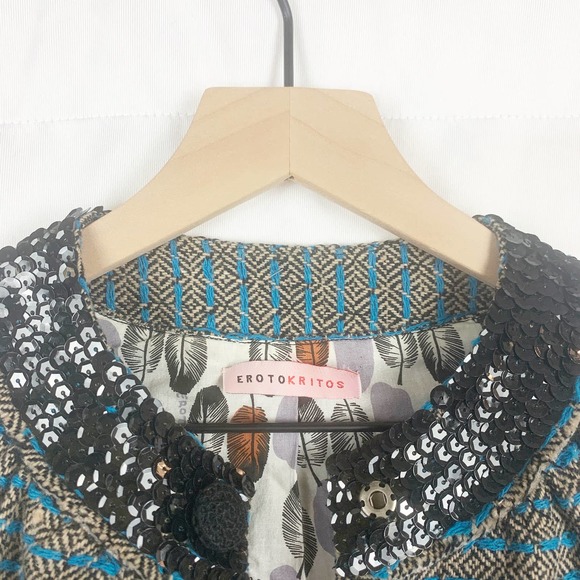 ErotoKritos Striped Sequin Wool Button Jacket - Picture 11 of 12